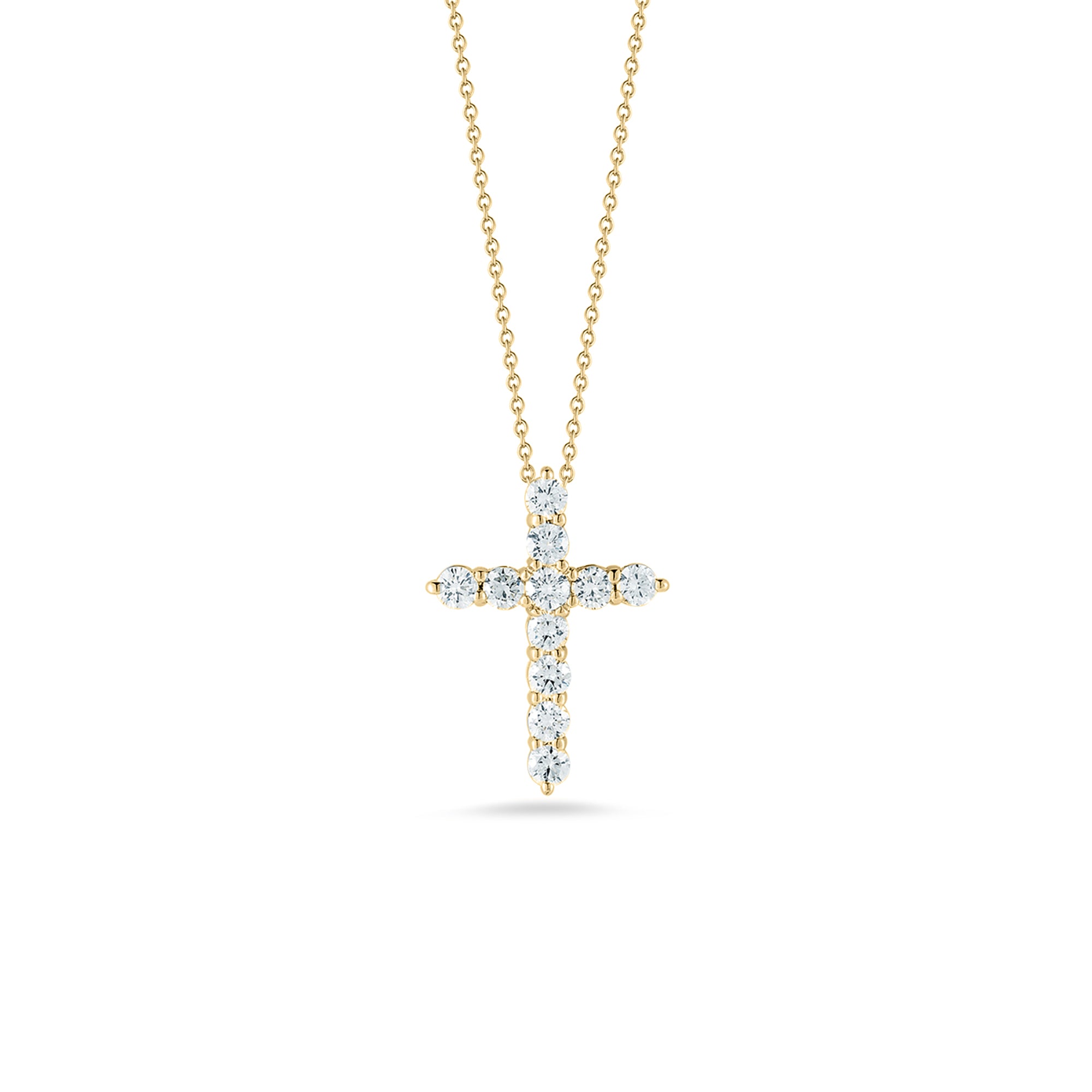 18K YELLOW GOLD TINY TREASURE DIAMOND CROSS NECKLACE