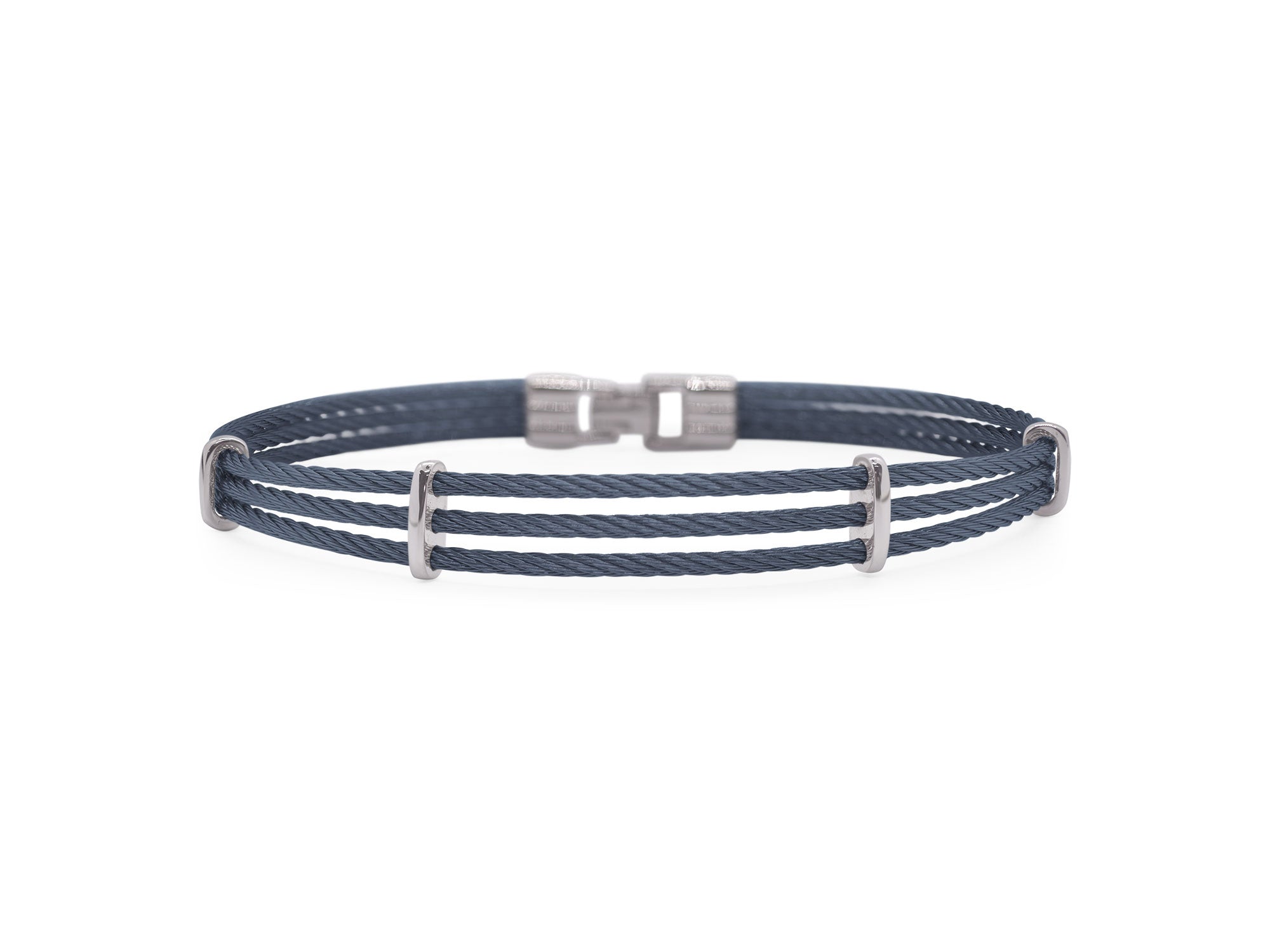 ALOR Bracelet, Gray Steel Cable & Blue buy Leather Bracelet With 18K Gold