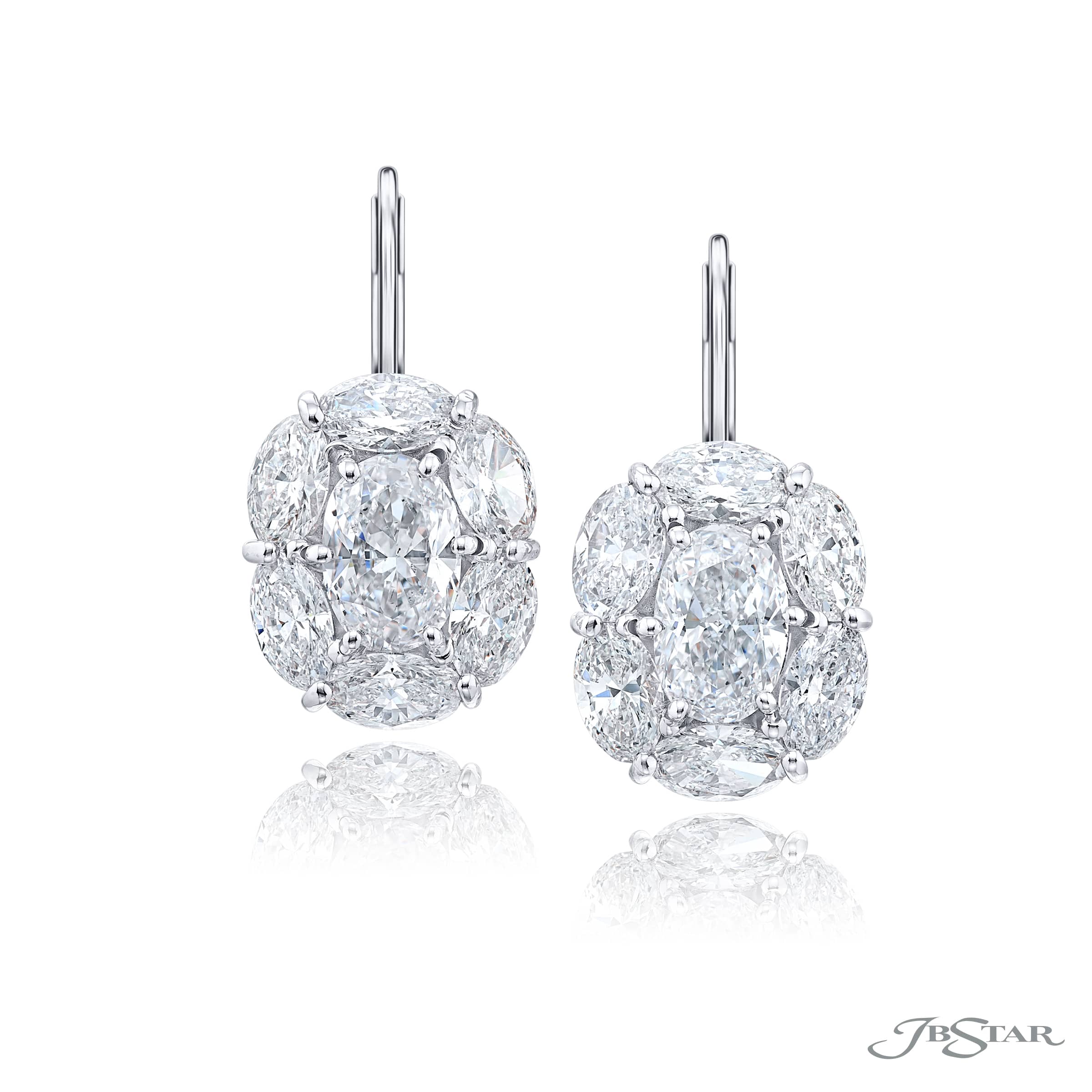 GORGEOUS GLAMOUR: OUR TIMELESS 1.03 CTW. GIA CERTIFIED DIAMOND DROP EARRINGS. THESE BEAUTIFUL CERTIFIED OVAL DIAMONDS EMBRACED BY SHIMMERING OVAL DIAMONDS ARE HANDCRAFTED IN PURE PLATINUM.TOTAL WEIGHT 3.75CTS