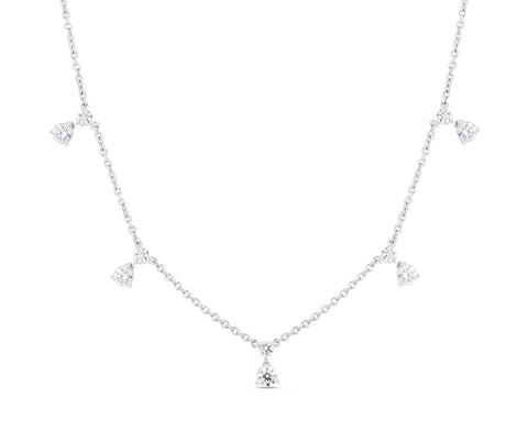 18K WHITE GOLD DIAMONDS BY THE INCH DANGLING 5 STATION NECKLACE