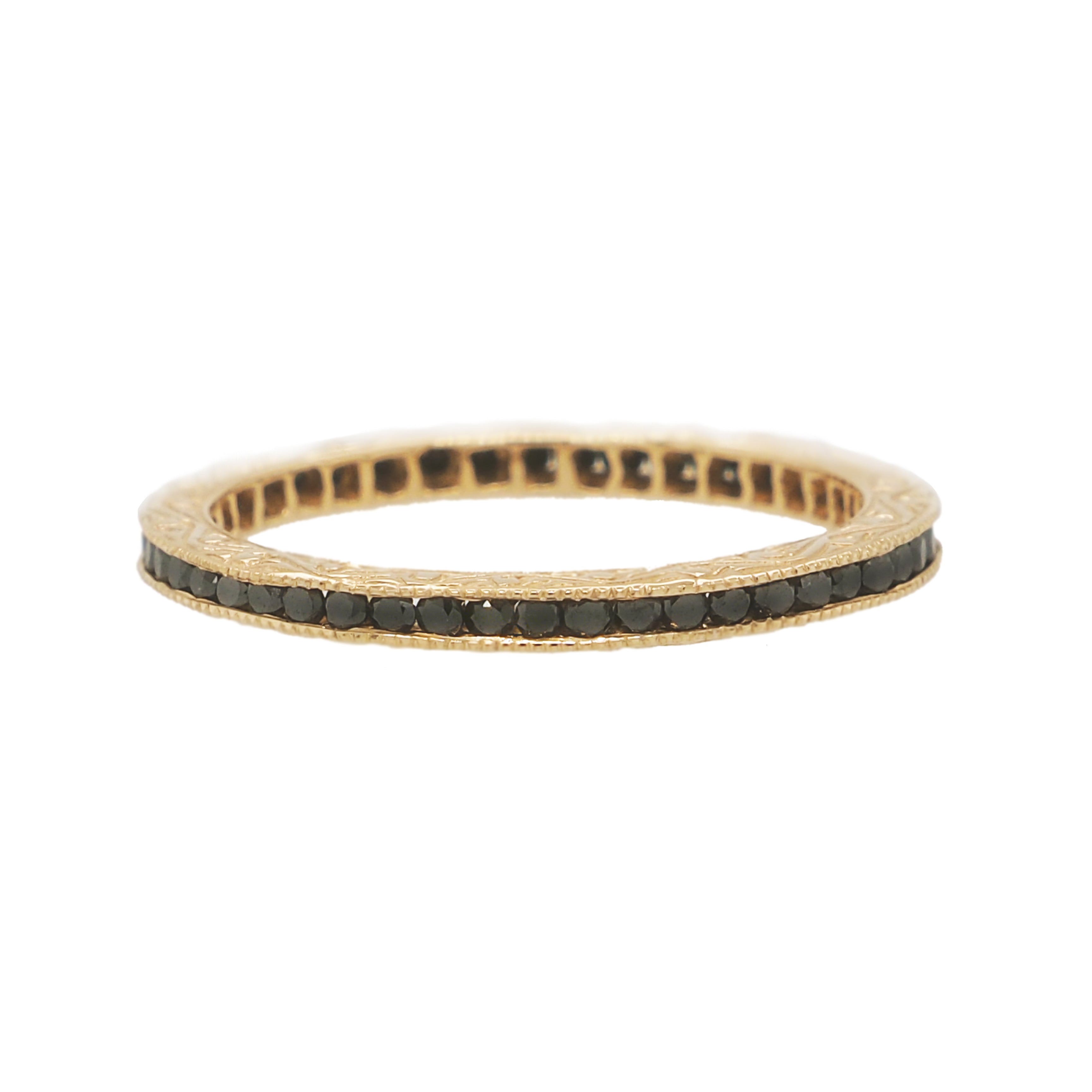 18K YELLOW GOLD CHANNEL BLACK DIAMOND BAND