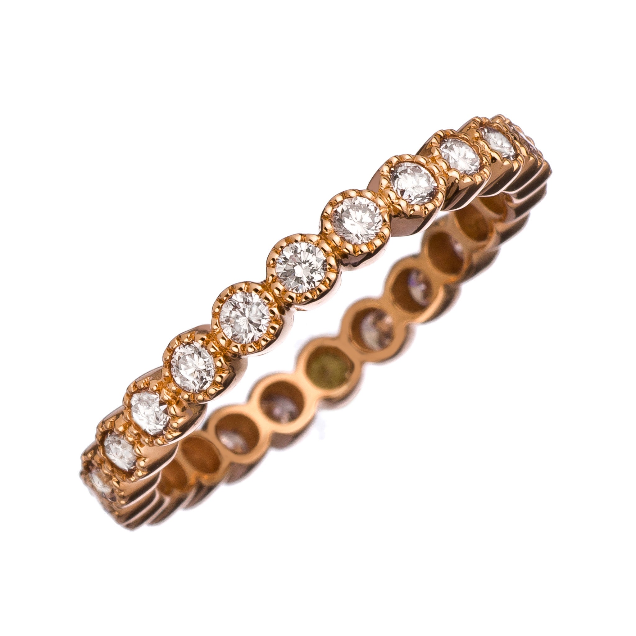 18K ROSE GOLD BEZEL WHITE DIAMOND BAND