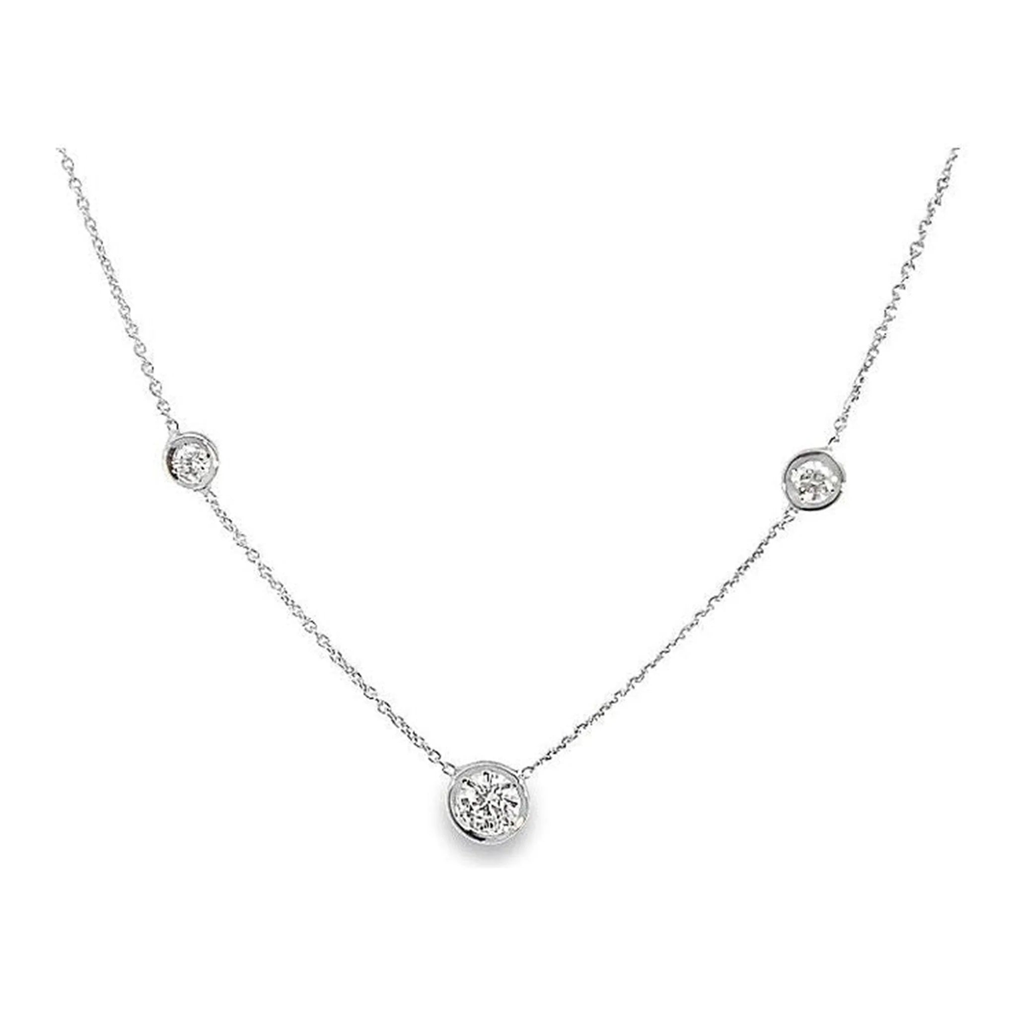 18K WHITE GOLD 3 STATION DIAMOND NECKLACE