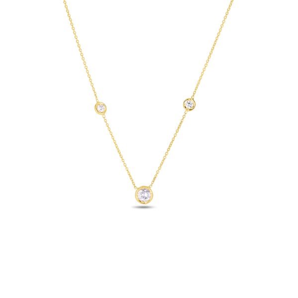 18K YELLOW GOLD 3 STATION DIAMOND NECKLACE