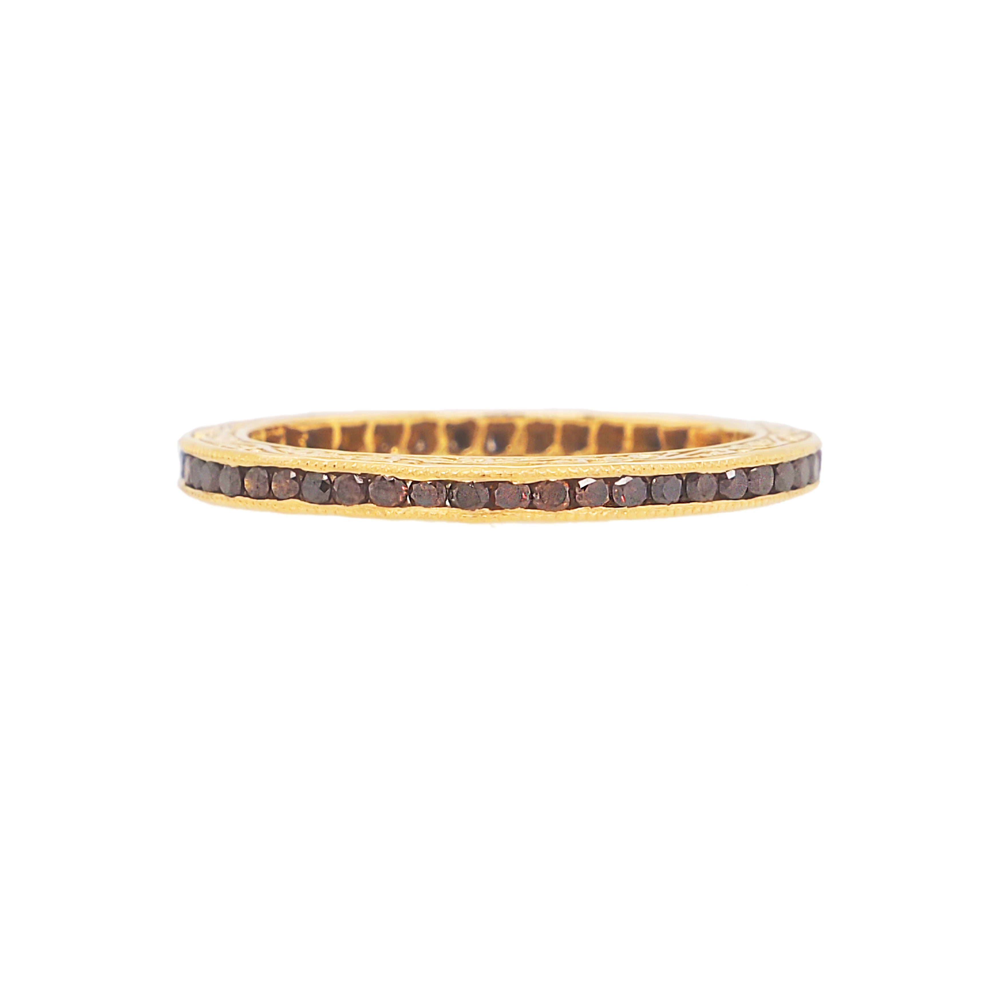 18K YELLOW GOLD CHANNEL BURNT ORANGE DIAMOND BAND