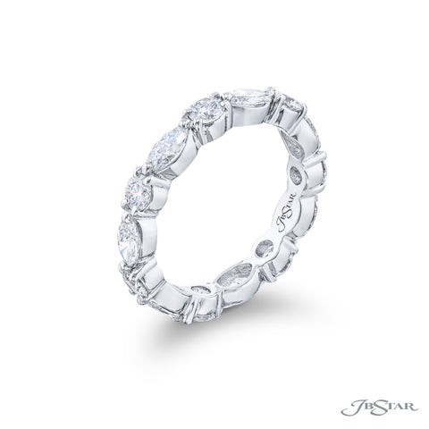 PLATINUM MARQUISE AND ROUND BRILLIANT CUT DIAMOND ETERNITY BAND