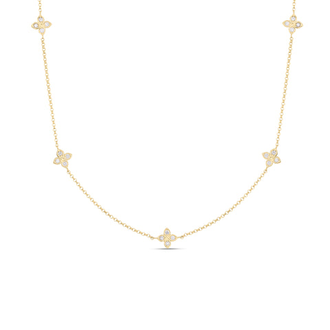 18K YELLOW GOLD LOVE BY THE INCH 5 STATION FLOWER NECKLACE