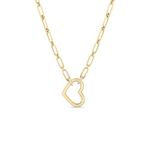 18K YELLOW GOLD OPEN HEART NECKLACE WITH DIAMOND