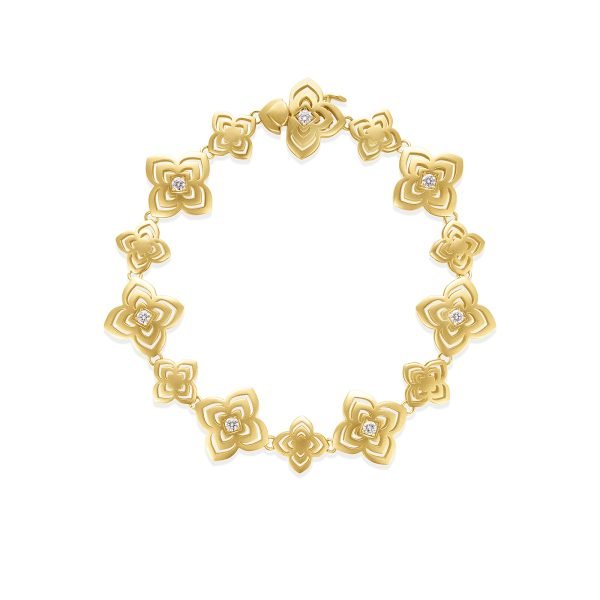 18K YELLOW GOLD PALAZZO DUCALE CARNEVALE DIAMOND & SATIN FINISH FLOWER BRACELET