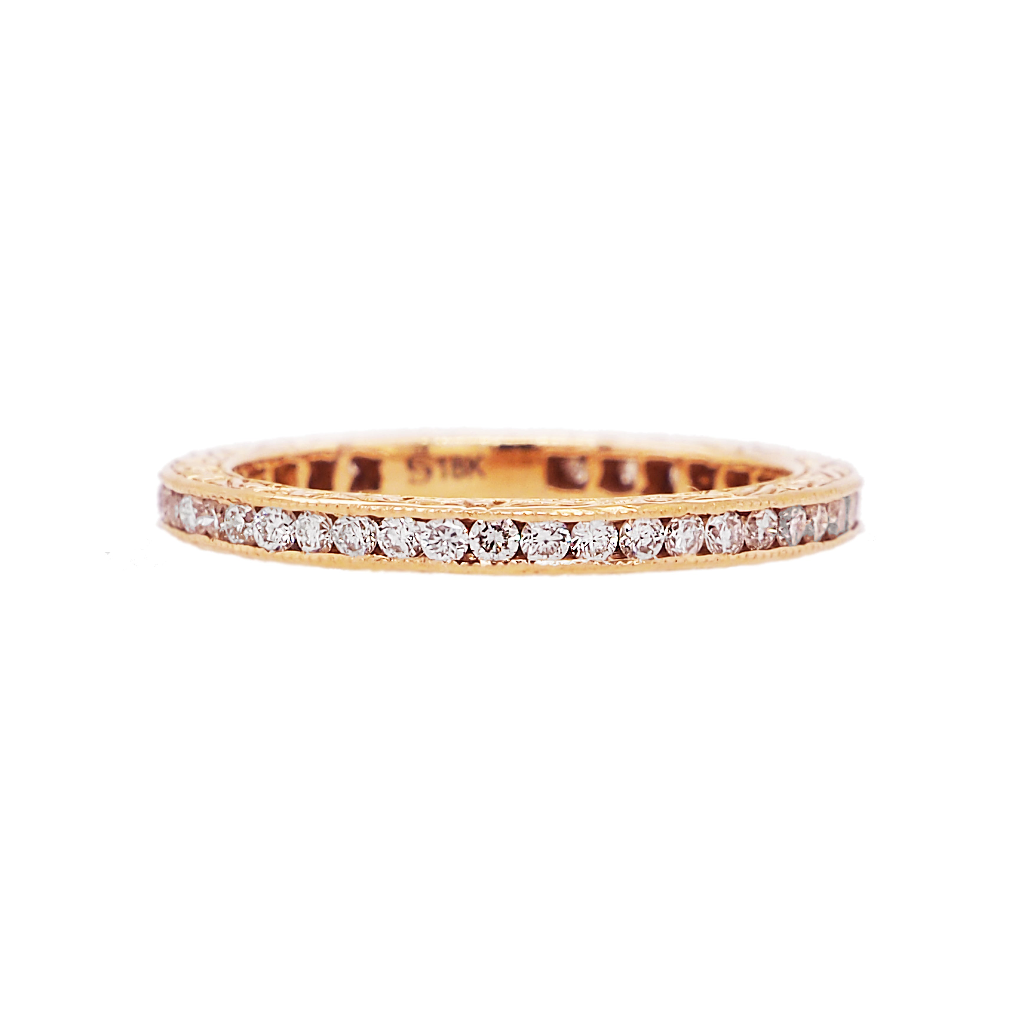 18K ROSE GOLD CHANNEL WHITE DIAMOND BAND