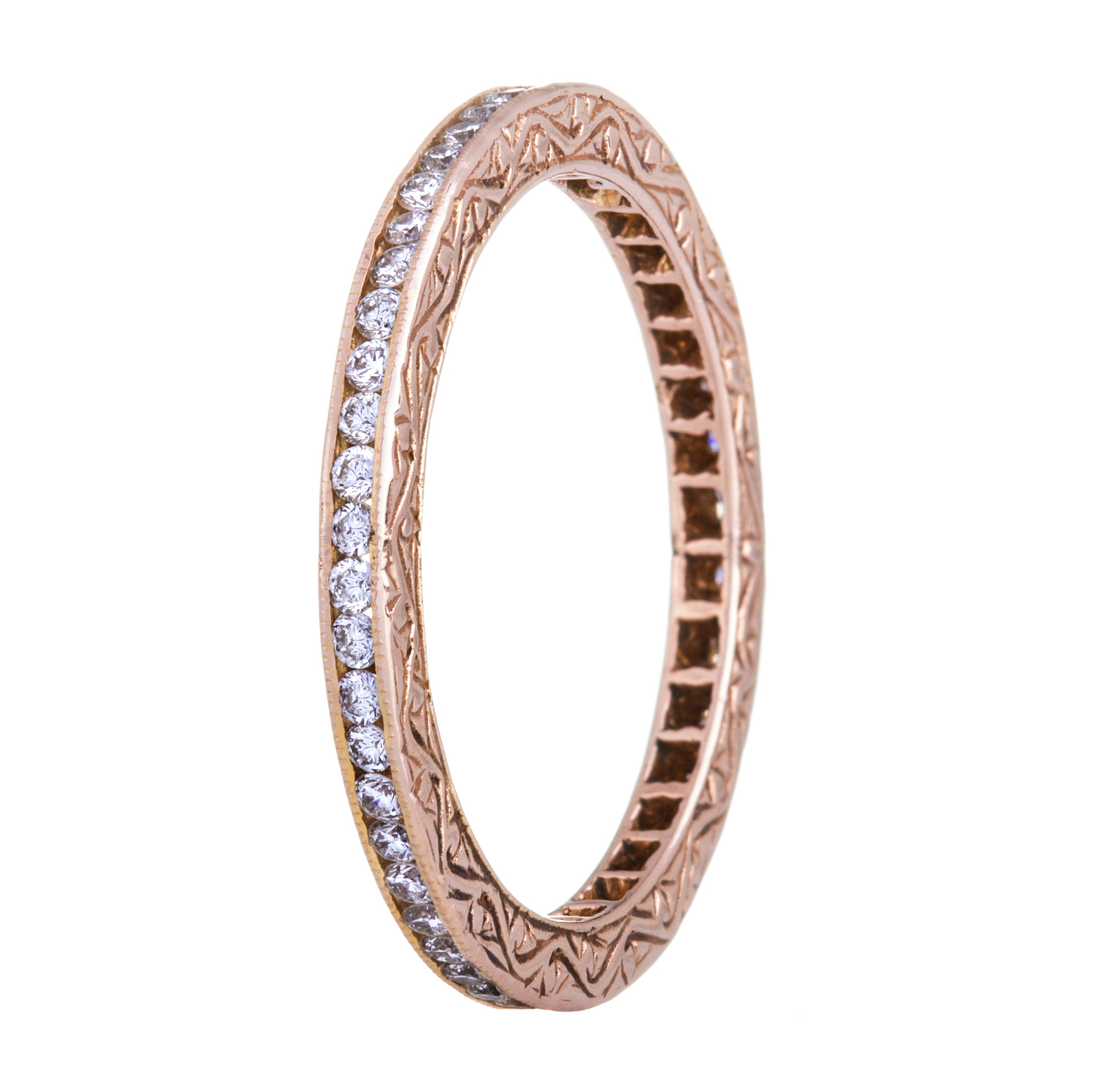 18K ROSE GOLD CHANNEL WHITE DIAMOND BAND