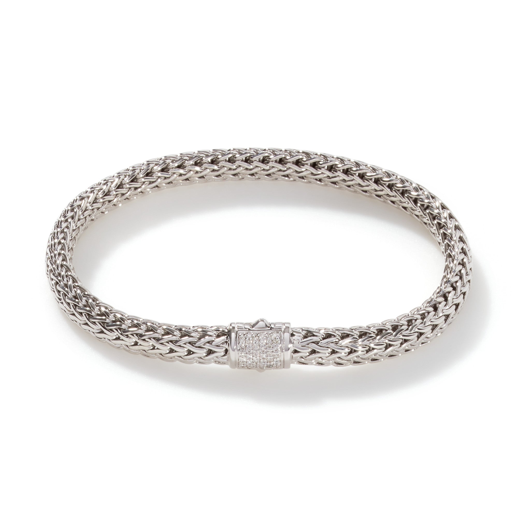 STERLING SILVER AND DIAMOND ICON BRACELET 6.5MM