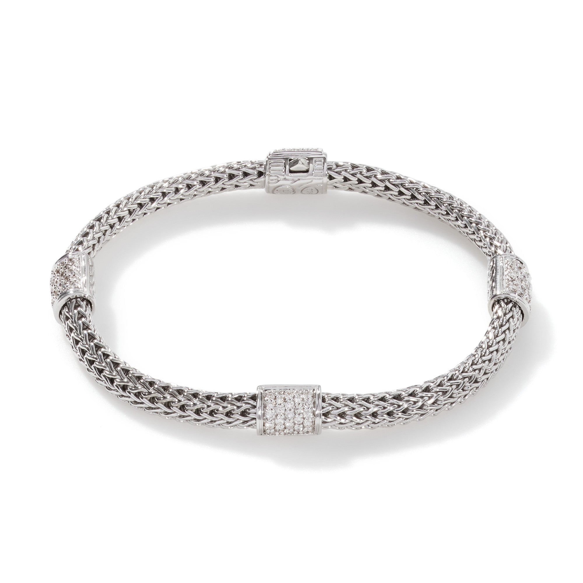 STERLING SILVER ICON BRACELET WITH DIAMONDS