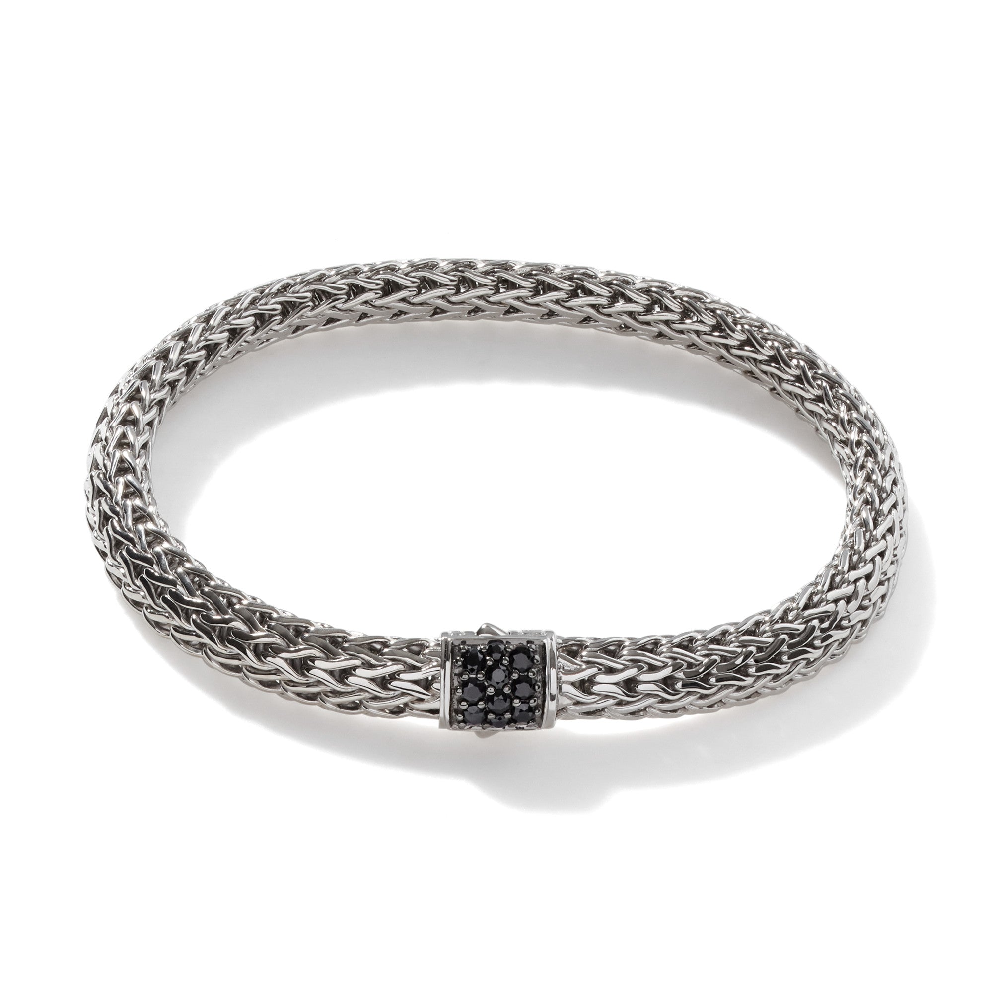 STERLING SILVER AND BLACK SAPPHIRE ICON BRACELET 6.5MM