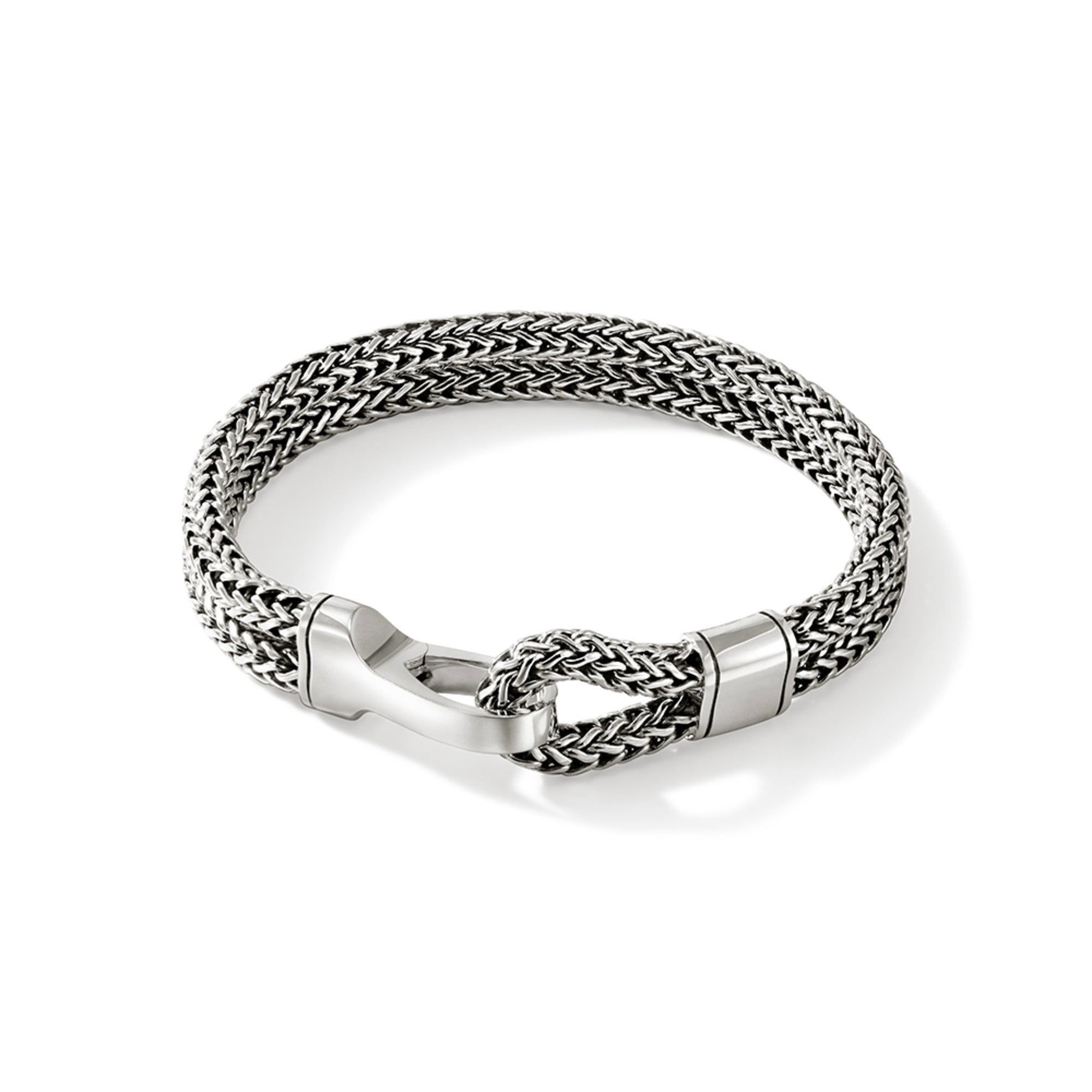 Hook Clasp Bracelet, Silver, Double Row