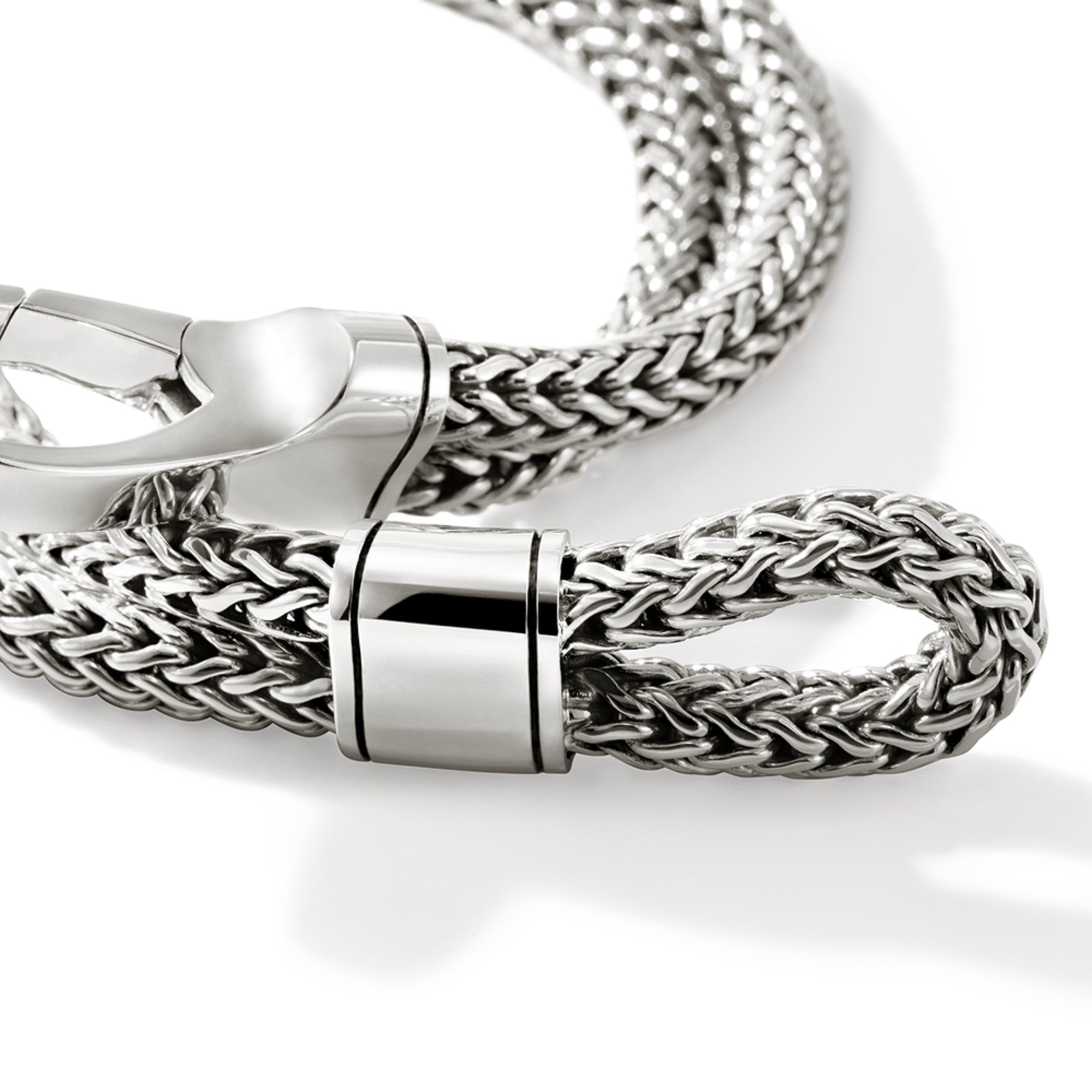 Hook Clasp Bracelet, Silver, Double Row