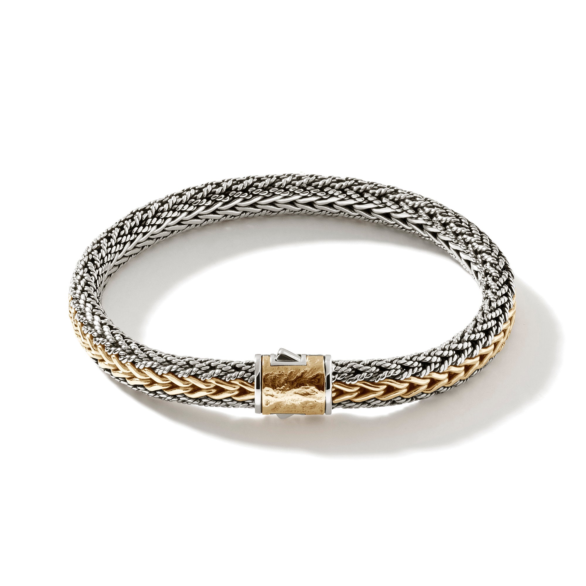 STERLING SILVER AND 18K YELLOW GOLD 8MM ICON BRACELET