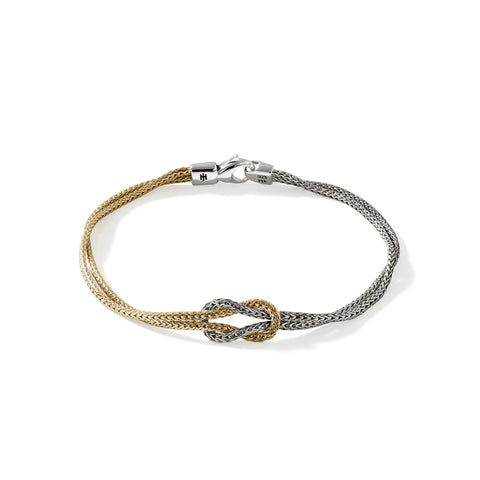 STERLING SILVER AND 14K YELLOW GOLD LOVE KNOT BRACELET