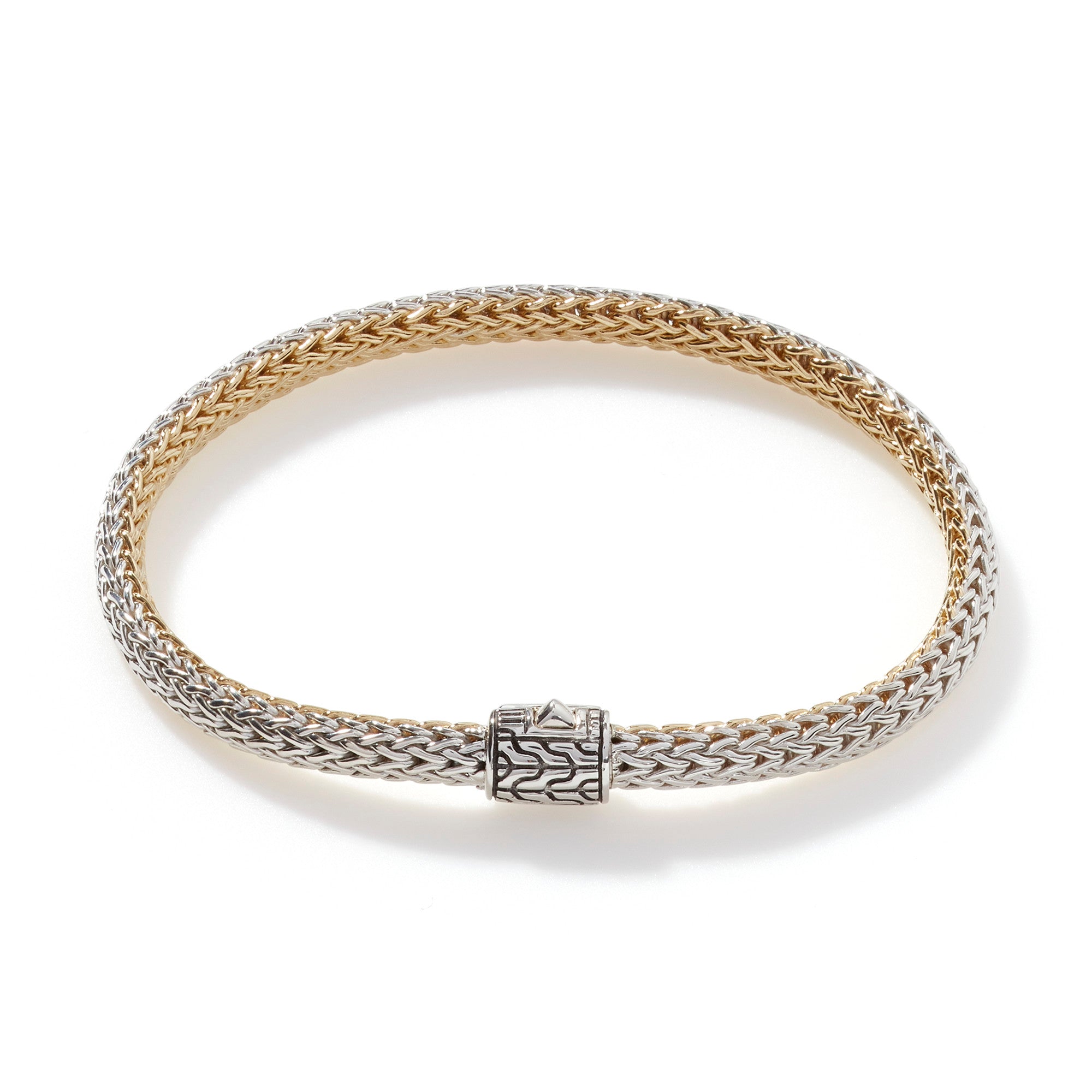 STERLING SILVER/18K YELLOW GOLD AND DIAMOND REVERSIBLE ICON BRACELET