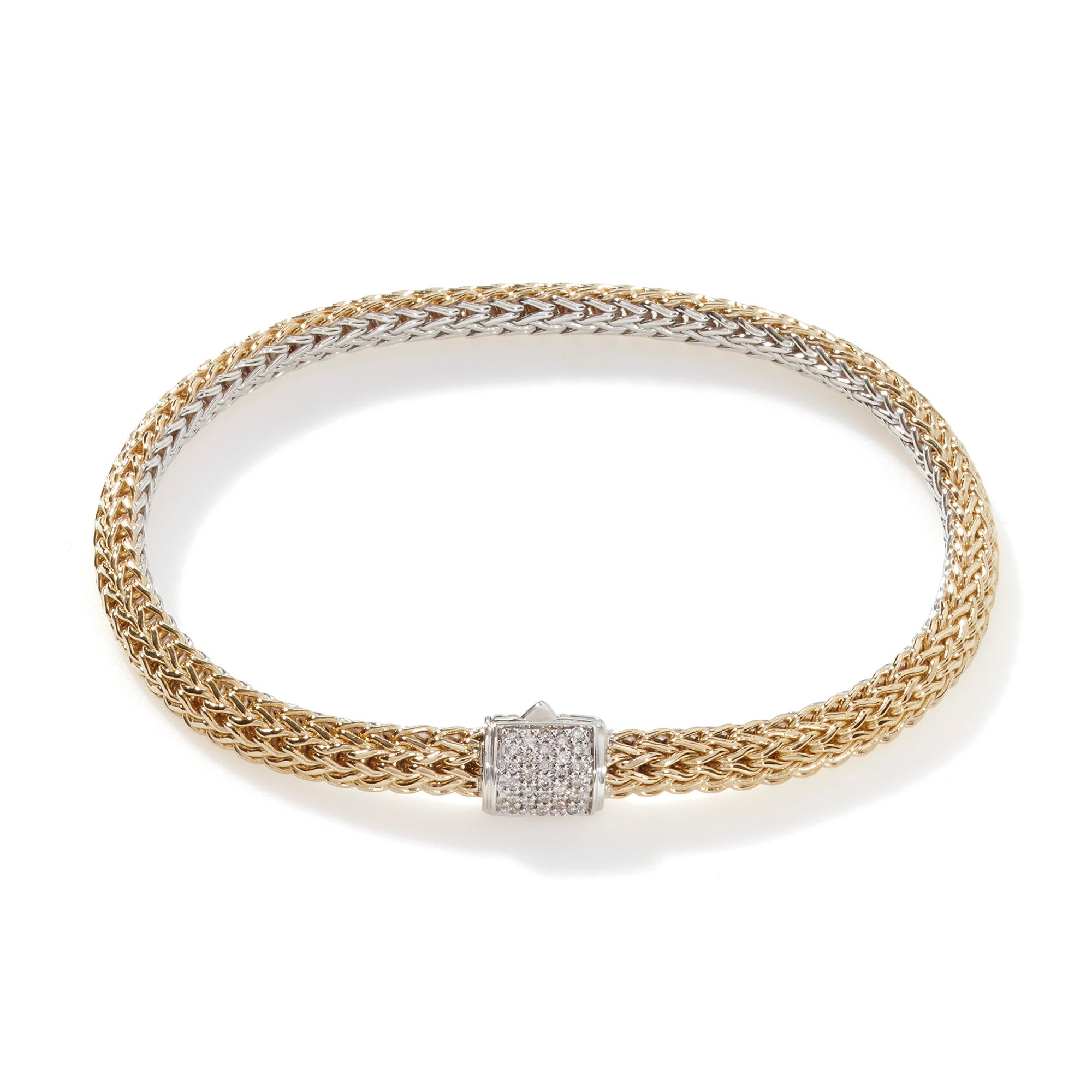 STERLING SILVER/18K YELLOW GOLD AND DIAMOND REVERSIBLE ICON BRACELET