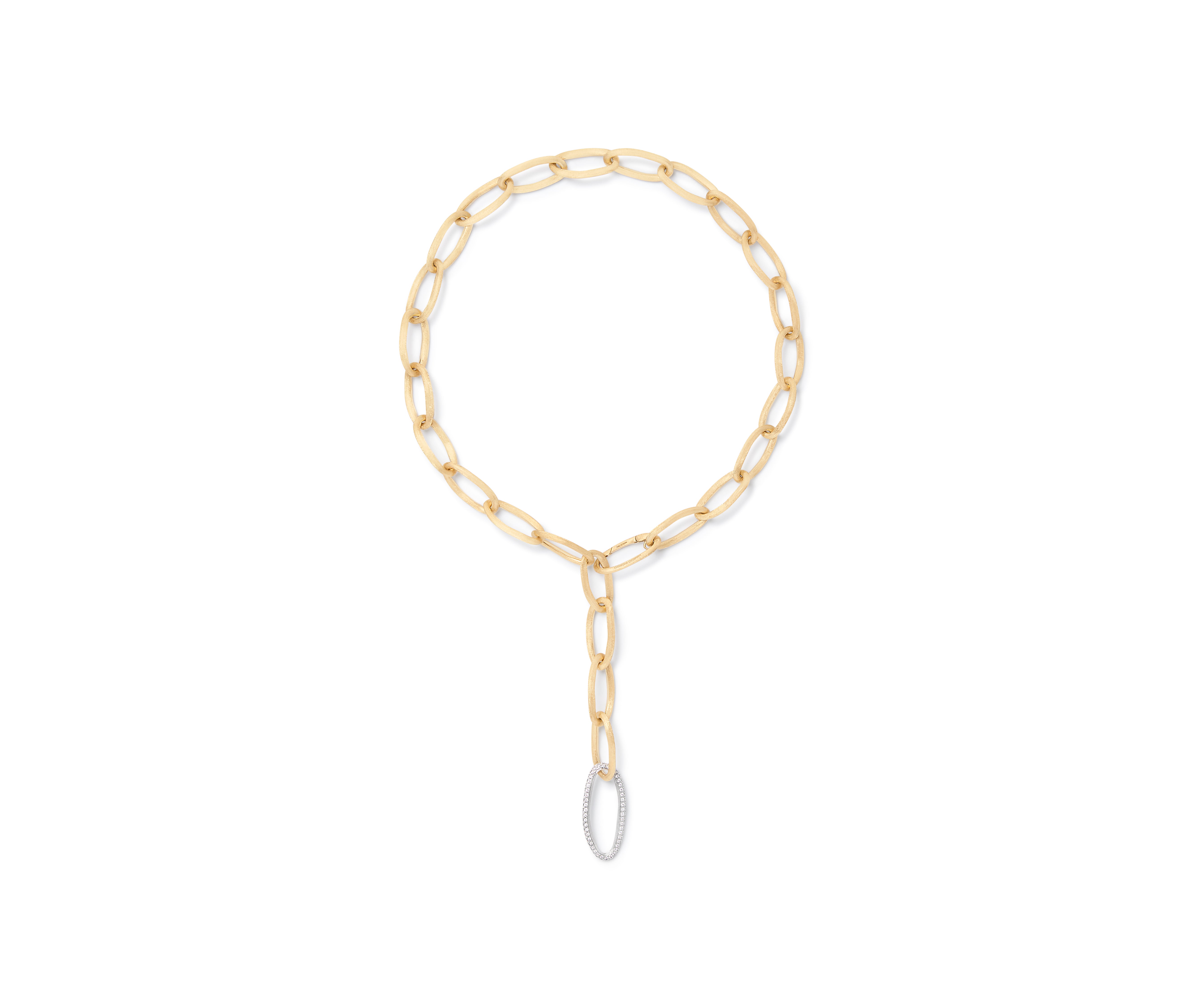 18K YELLOW GOLD CONVERTIBLE OVAL LINK LARIAT WITH PAVÉ DIAMONDS FROM THE JAIPUR GOLD COLLECTION