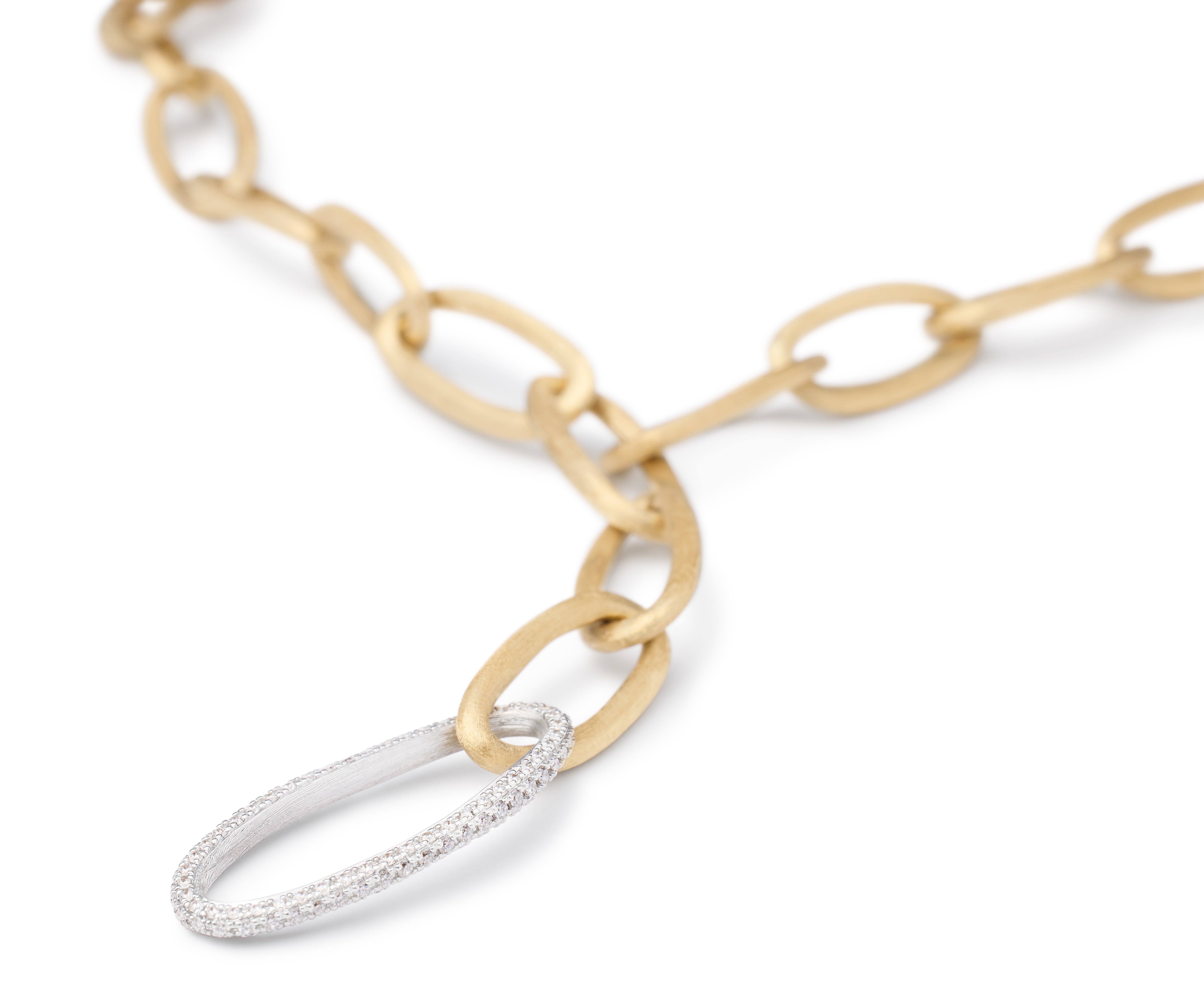 18K YELLOW GOLD CONVERTIBLE OVAL LINK LARIAT WITH PAVÉ DIAMONDS FROM THE JAIPUR GOLD COLLECTION