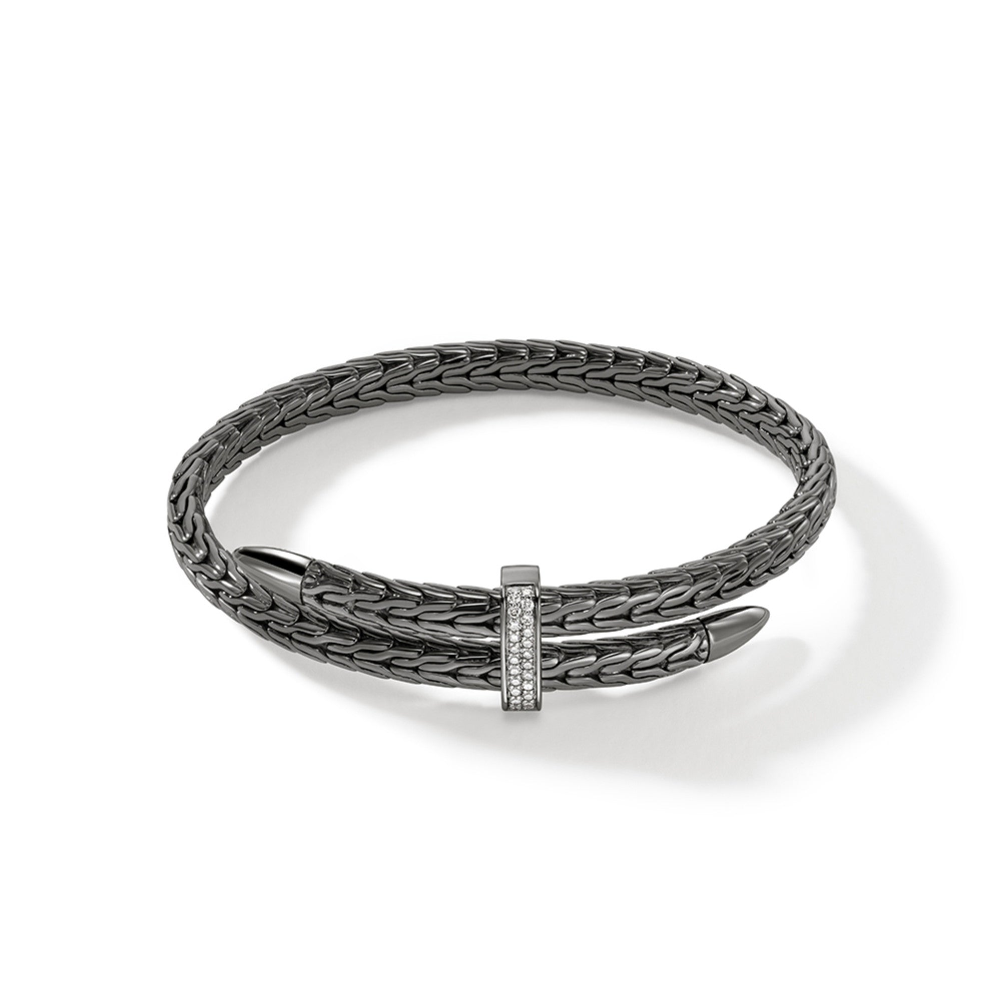 Spear Flex Cuff, Sterling Silver, Diamonds