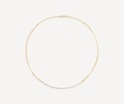 18K YELLOW GOLD COIL NECKLACE WITH DIAMOND BAR FROM THE MARRAKECH COLLECTION