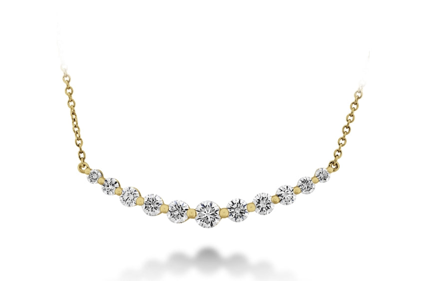 THESE DIAMONDS ARE SMILING AS BRIGHT AS, WELL, YOUR SMILE! SET IN 18K WHITE GOLD ON AN 18" NECKLACE (ALSO 18K WHITE GOLD), THESE GH/SI1 DIAMONDS ARE AVAILABLE IN THREE DIFFERENT CARAT TOTAL WEIGHTS (CTW)