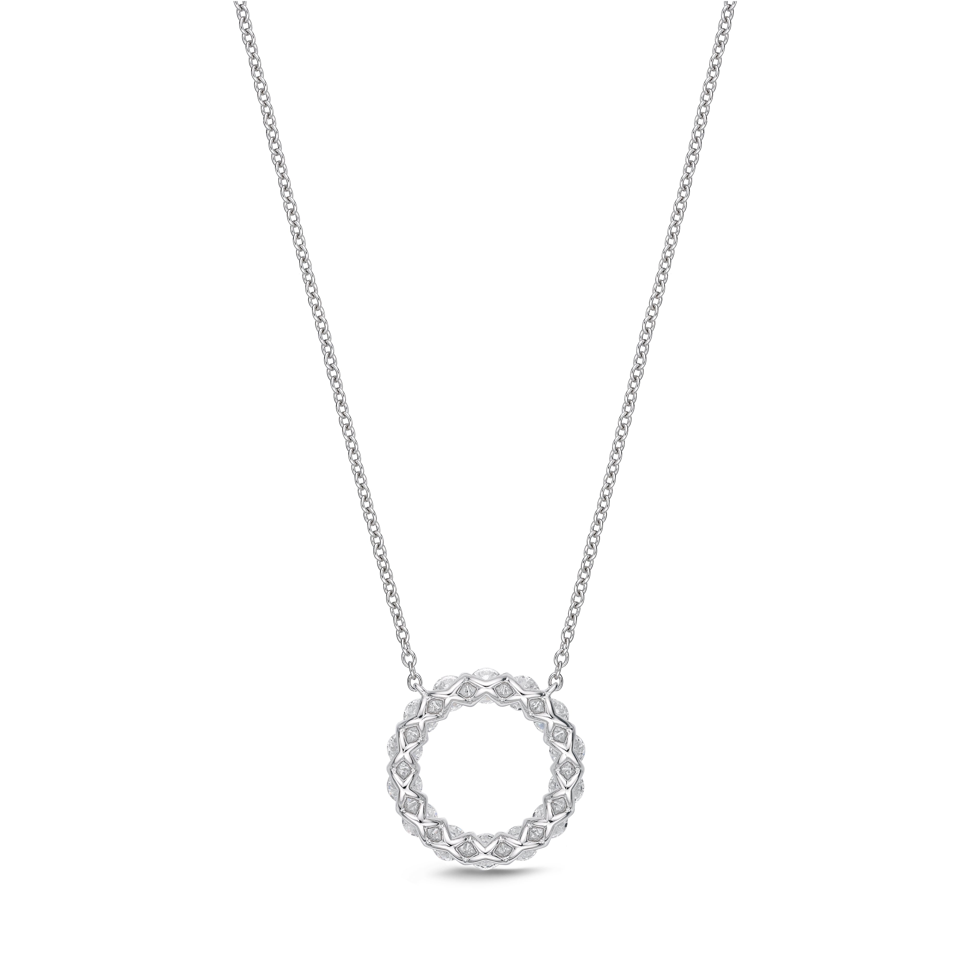 18K WHITE GOLD DIAMOND CIRCLE NECKLACE 1.06CT