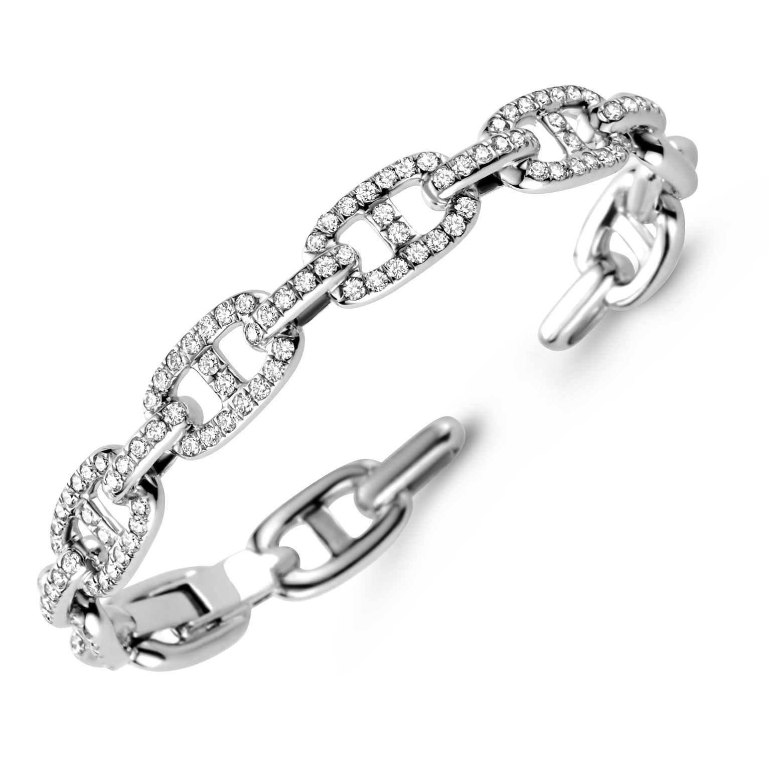 DAMASO 18K WHITE GOLD & 2.36CT DIAMOND LINK STYLE BRACELET