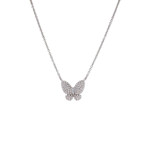 18K WHITE GOLD DIAMOND BUTTERFLY NECKLACE