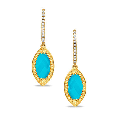 18K YELLOW GOLD AMAZONITE AND DIAMOND EARRINGS