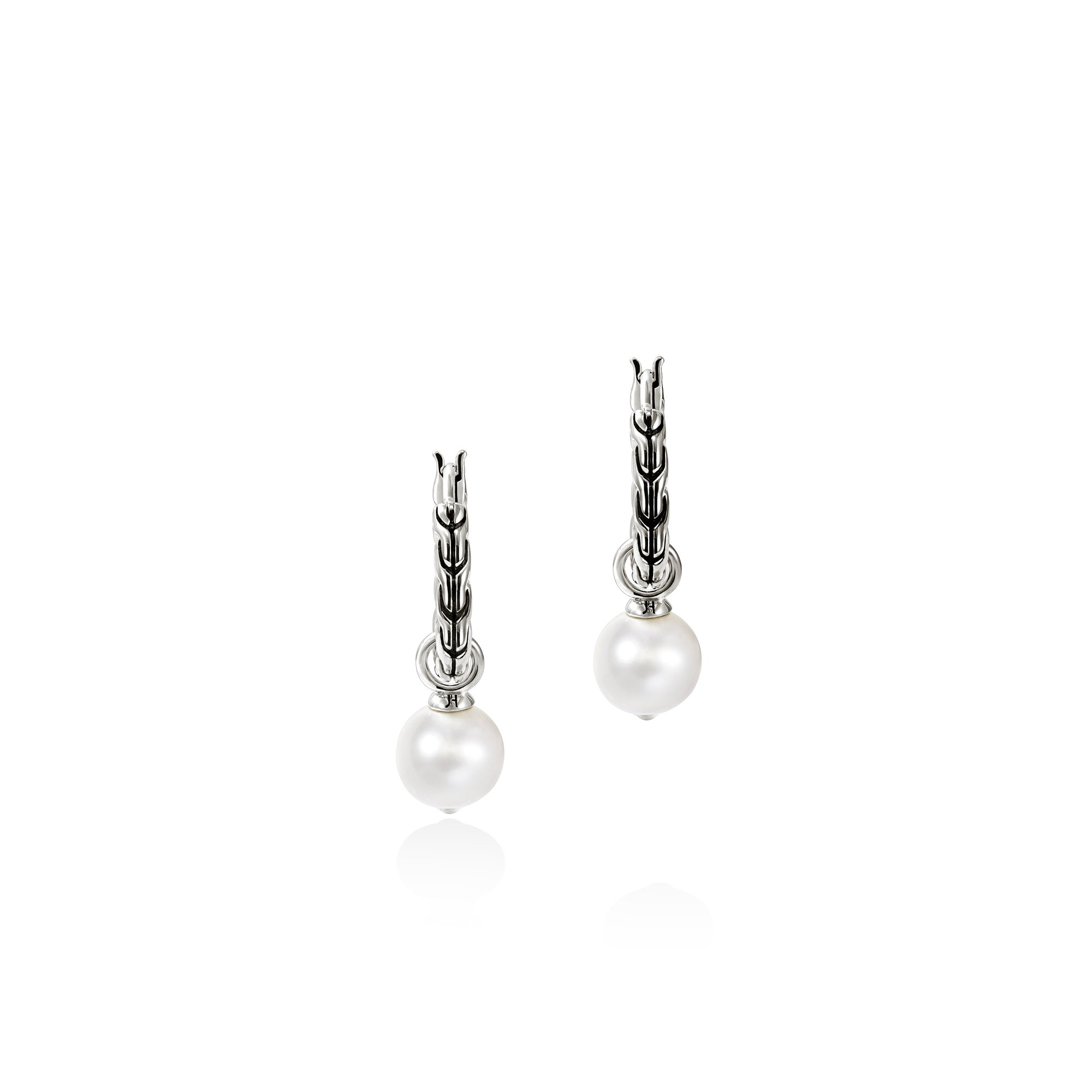 JH Essential Pearl Hoop Earring, Sterling Silver, 28MM