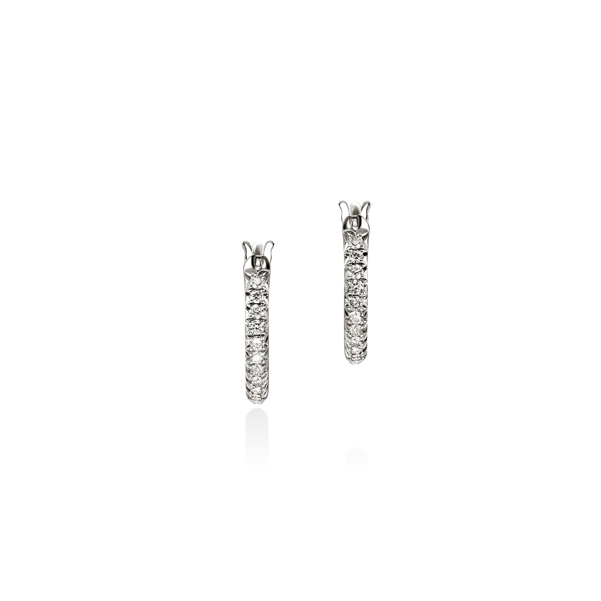 JH Essential Pavé Hoop Earring, Sterling Silver, Diamonds, 9MM