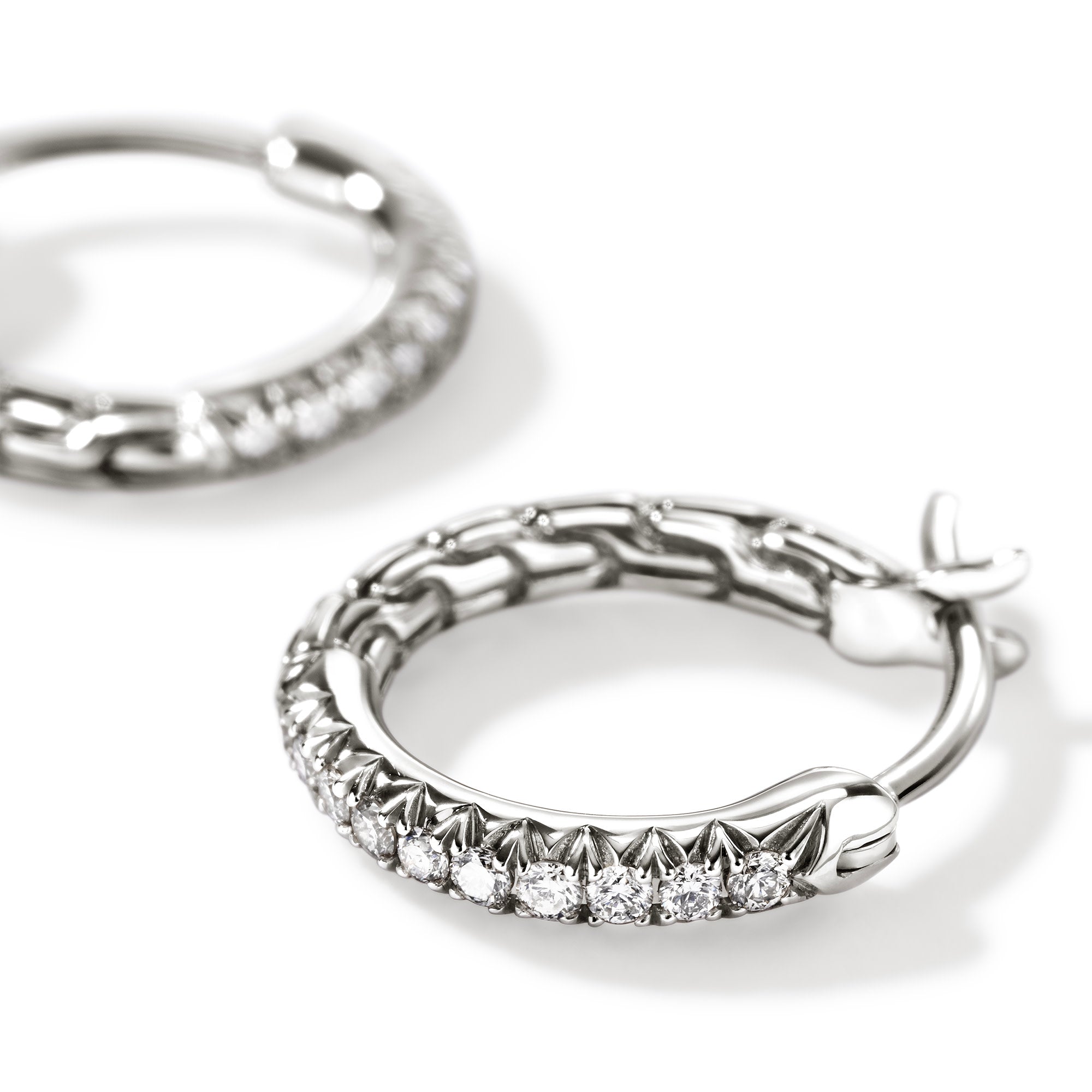 JH Essential Pavé Hoop Earring, Sterling Silver, Diamonds, 9MM