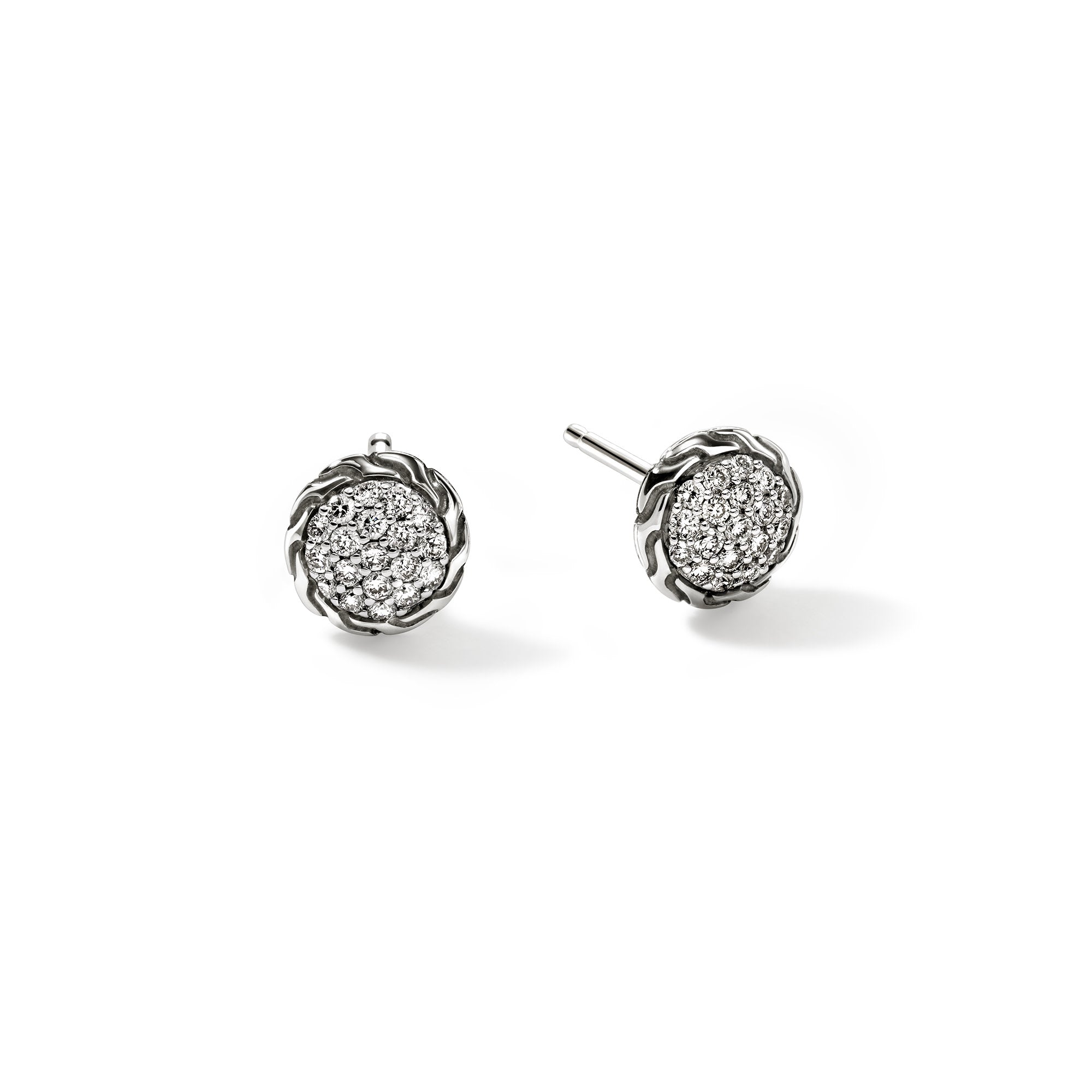 JH Essential Pavé Stud Earring, Sterling Silver, Diamonds, 7MM