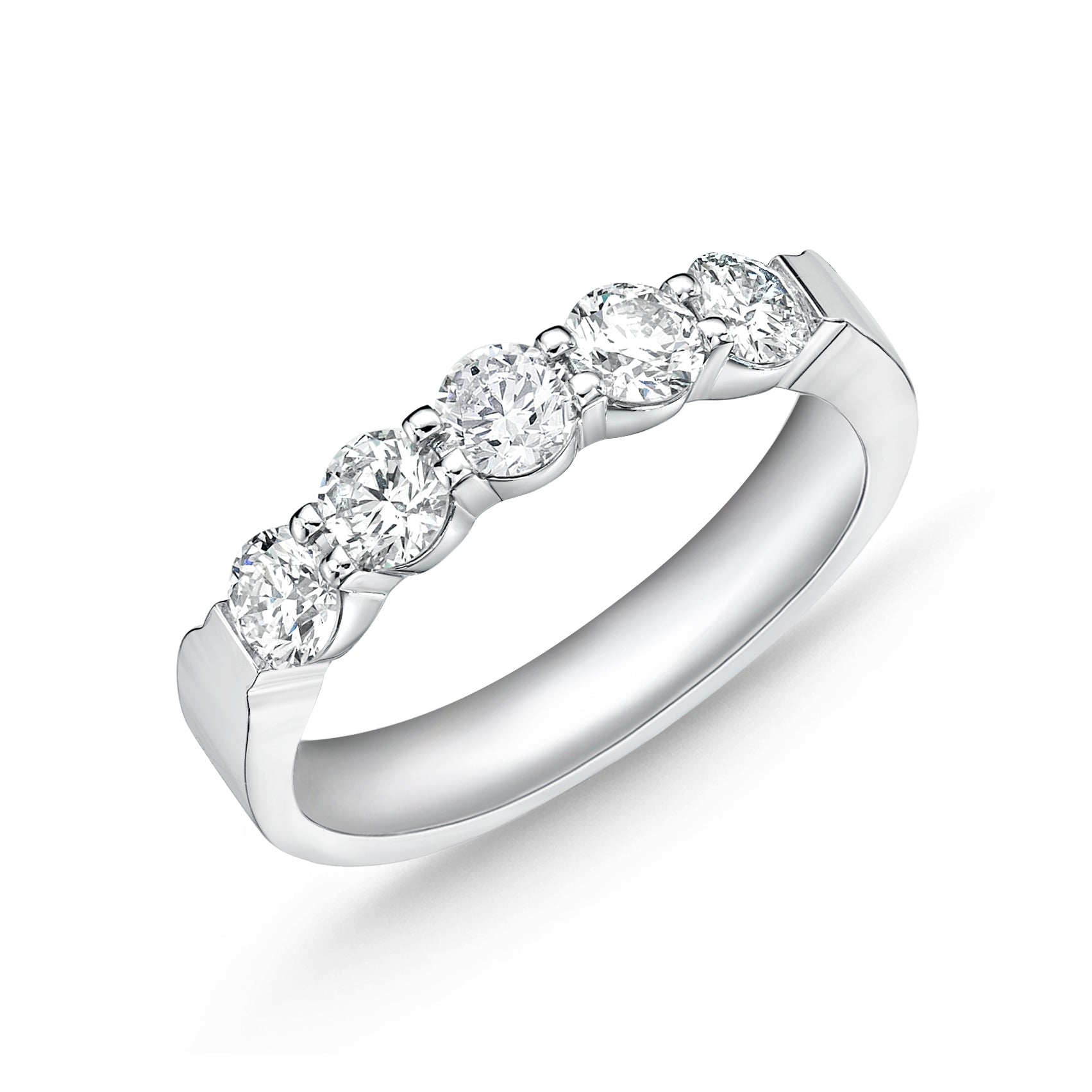 18K WHITE GOLD 5-STONE DIAMOND BAND