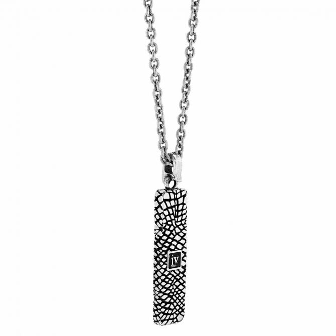 MEN'S STERLING SILVER SNAKESKIN DOG TAG NECKLACE