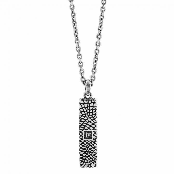 MEN'S STERLING SILVER SNAKESKIN DOG TAG NECKLACE