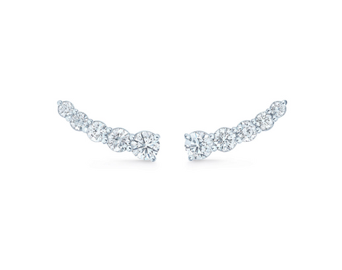 18K WHITE GOLD VINE DIAMOND EAR CLIMBERS