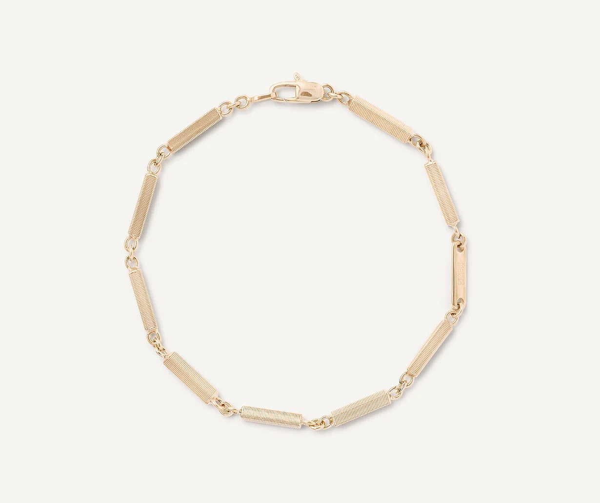 18K YELLOW GOLD COIL STATION WIDE LINK BRACELET