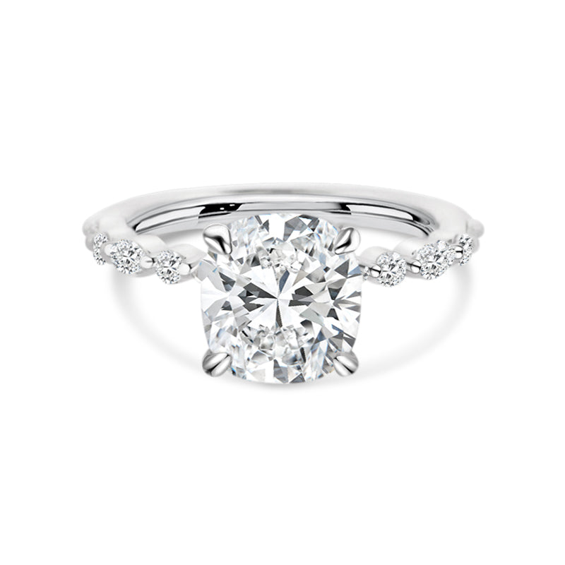 PRIVE' 18K WHITE GOLD LAB GROWN ROUND BRILLIANT DIAMOND ENGAGEMENT RING