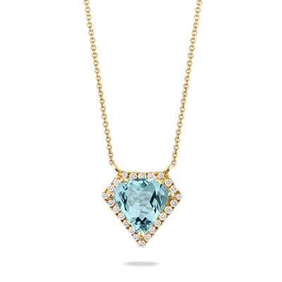 18K YELLOW GOLD SKY BLUE TOPAZ AND DIAMOND "DIAMOND" NECKLACE