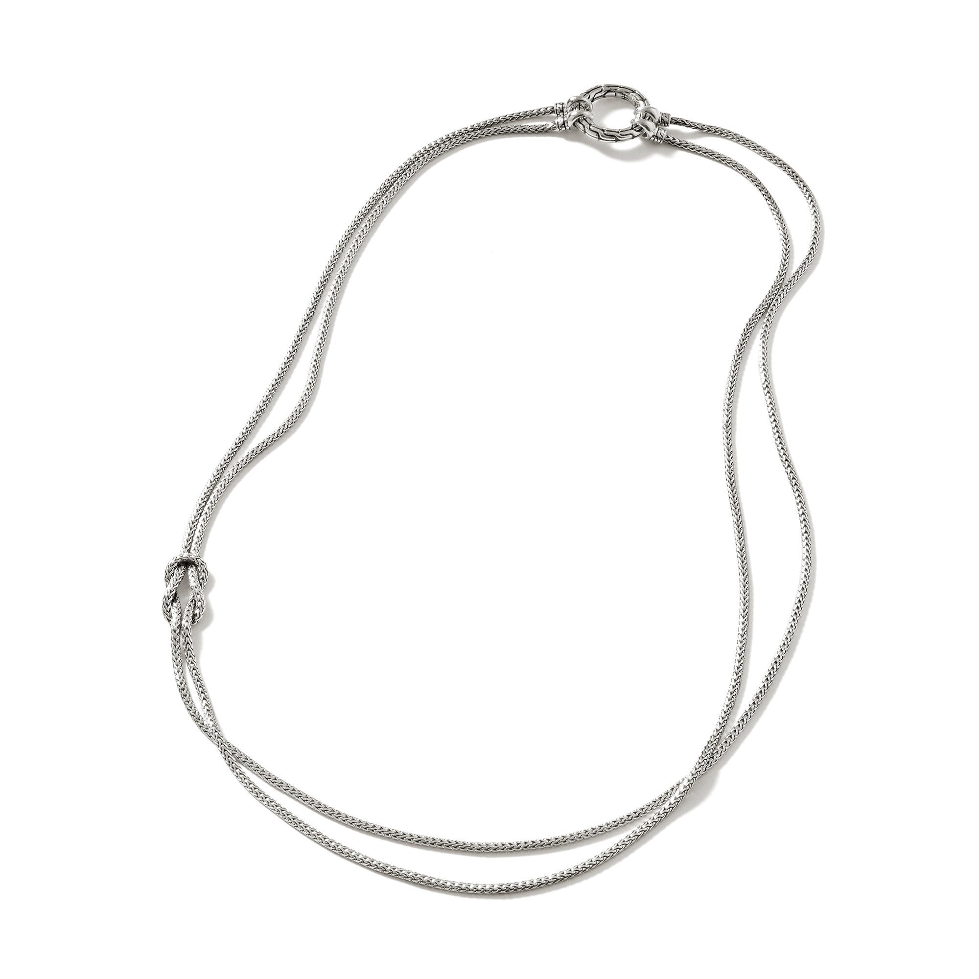 Love Knot Convertable Necklace, Silver, 3.6MM