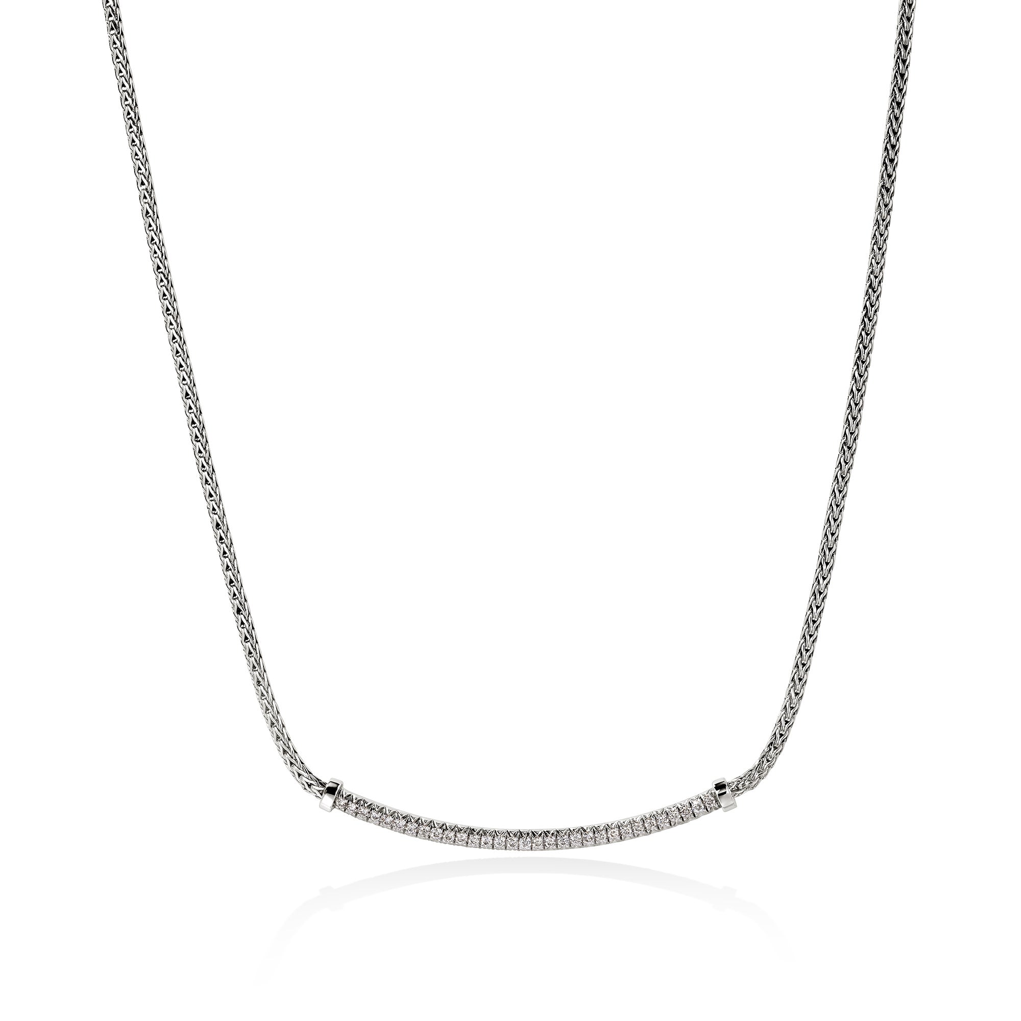 JH ESSENTIAL STERLING SILVER DIAMOND PAVE BAR NECKLACE .24CT