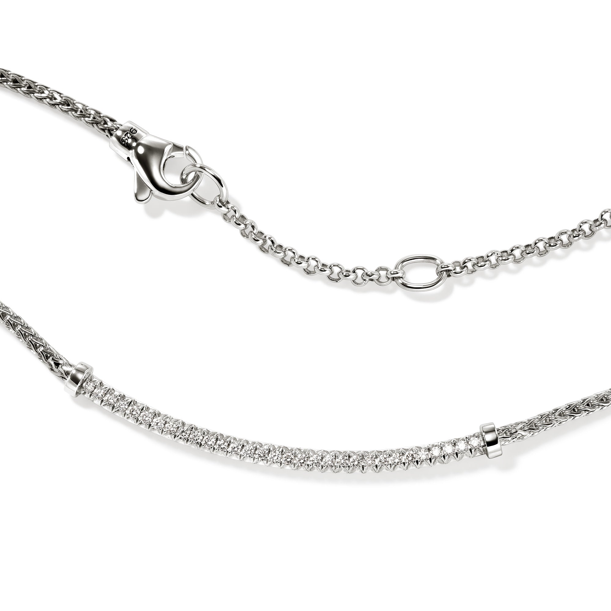 JH ESSENTIAL STERLING SILVER DIAMOND PAVE BAR NECKLACE .24CT