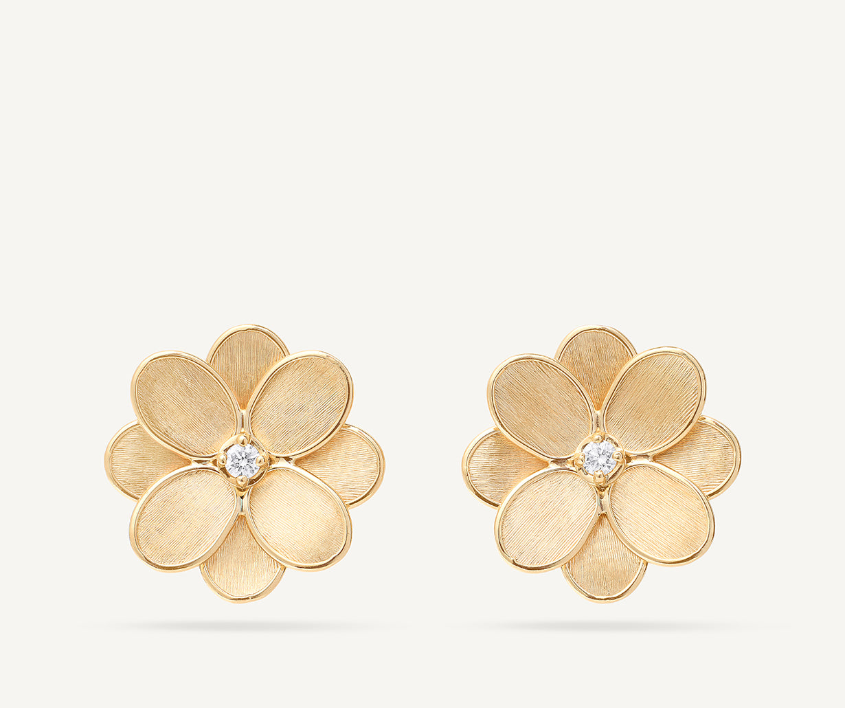 18K YELLOW GOLD AND DIAMOND FLOWER EARRINGS