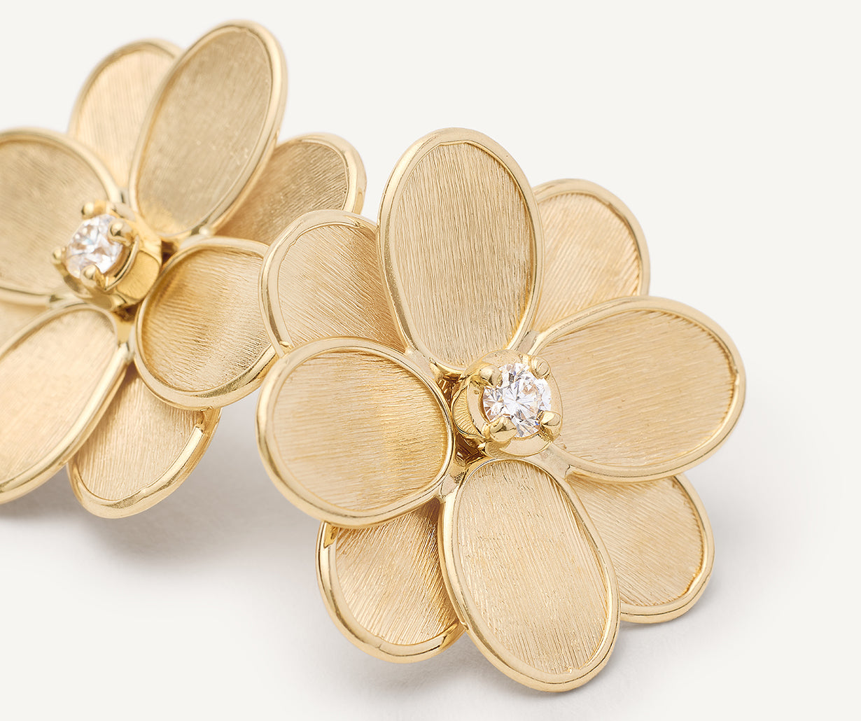 18K YELLOW GOLD AND DIAMOND FLOWER EARRINGS