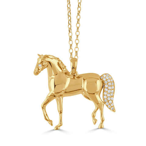 18K YELLOW GOLD EQUESTRIAN DIAMOND PENDANT